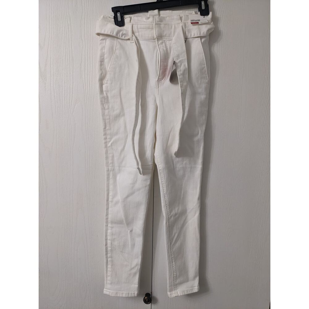 Express Women's White High Rise Skinny Straight Leg Crop Legging Jeans Size 2